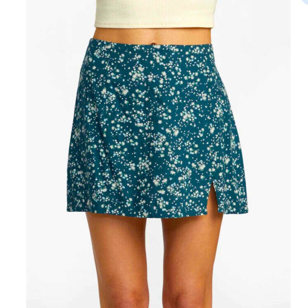Floral Teal Mini Skirt